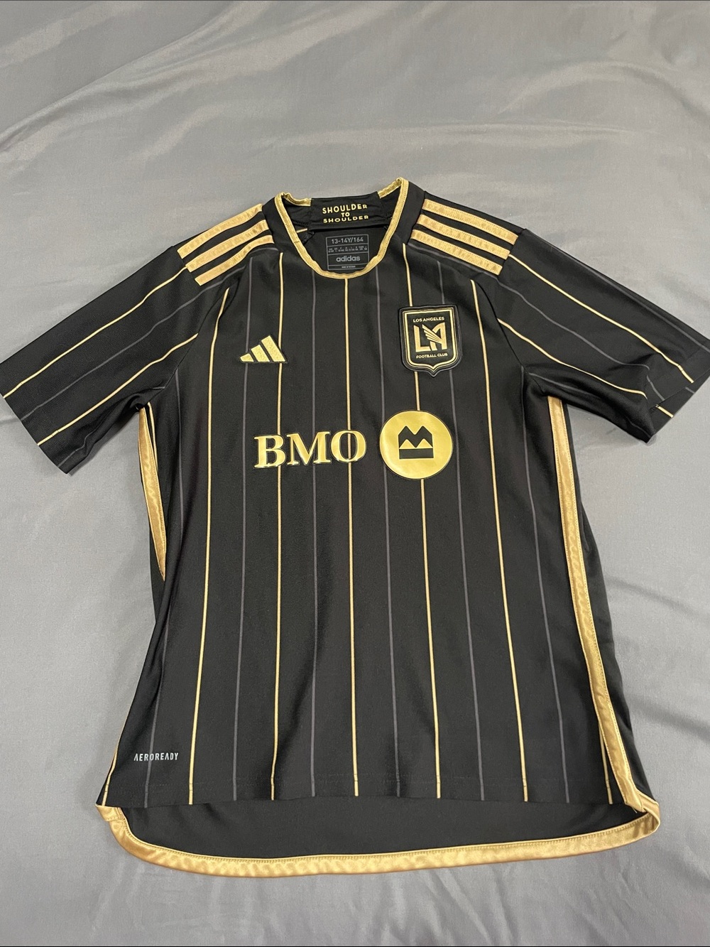 adidas Black and Gold LAFC Pinstripe Soccer Jersey